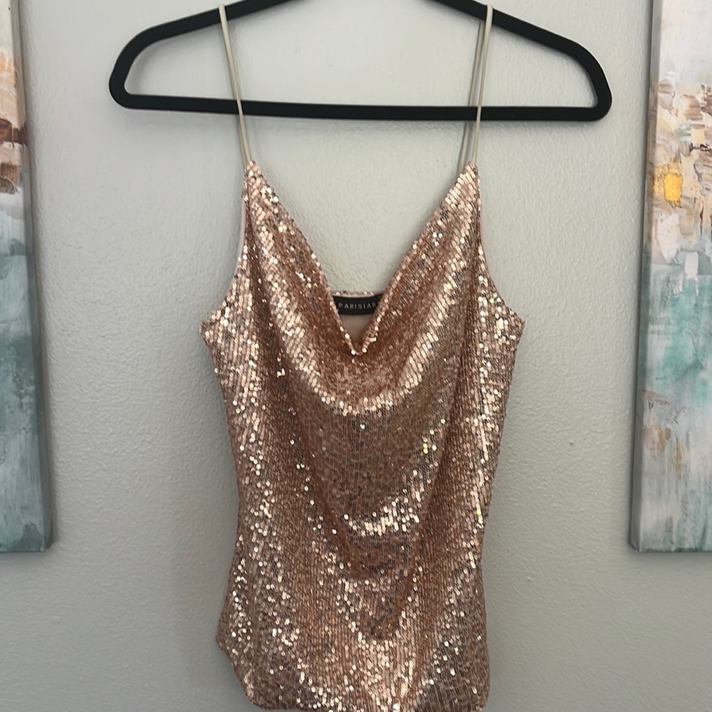 Champagne Sequined Top